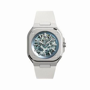 Bell & Ross 柏萊士 BR-05 Skeleton Arctic Blue 冰裂紋鏤空限量版腕錶膠帶款 40mm BR05A-AB-SKST/SRB