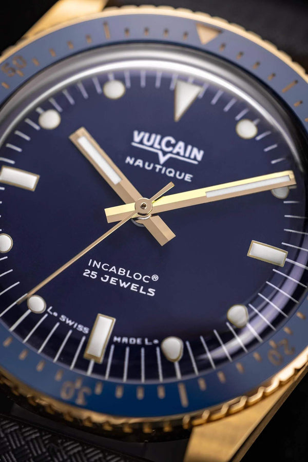 VULCAIN 窩路堅 Skin Diver Nautical 潛水員系列200米PVD黃金機械腕錶 38mm 661170A37.BOC201