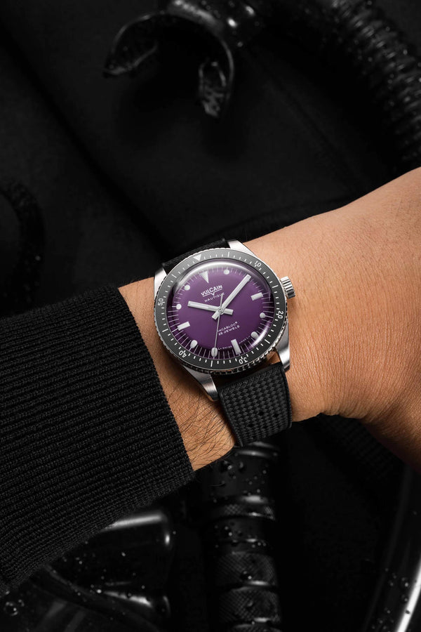 VULCAIN 窩路堅 Skindiver 潛水員系列200米紫面機械腕錶 38mm 660170AI7.BAR200