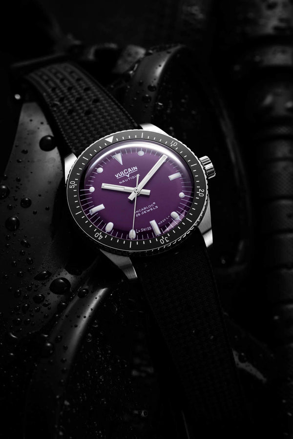 VULCAIN 窩路堅 Skindiver 潛水員系列200米紫面機械腕錶 38mm 660170AI7.BAR200