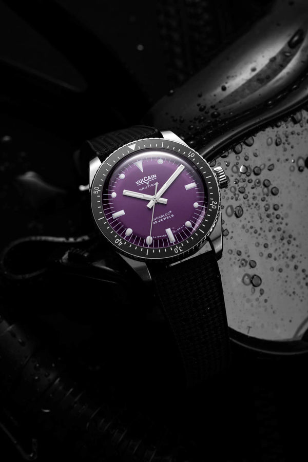 VULCAIN 窩路堅 Skindiver 潛水員系列200米紫面機械腕錶 38mm 660170AI7.BAR200