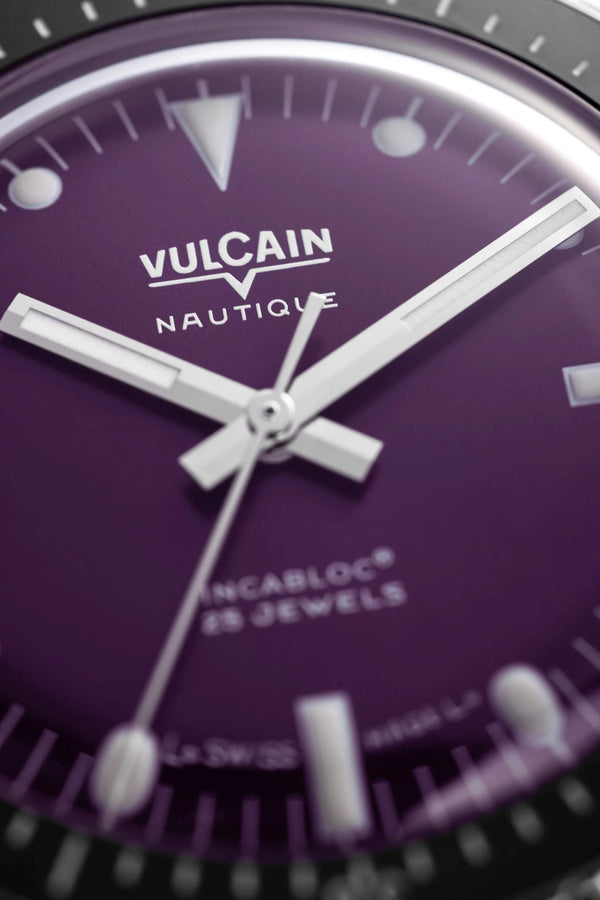 VULCAIN 窩路堅 Skindiver Nautique 潛水員系列200米紫面機械腕錶 38mm 660170AI7.BAR200