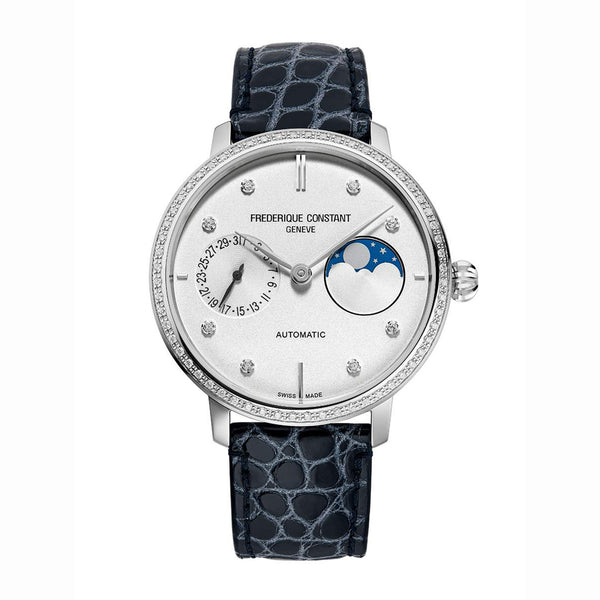 Frederique Constant 康斯登 SLIMLINE 自製機芯超薄月相鑽圈腕錶 39mm FC-702SD3SD6