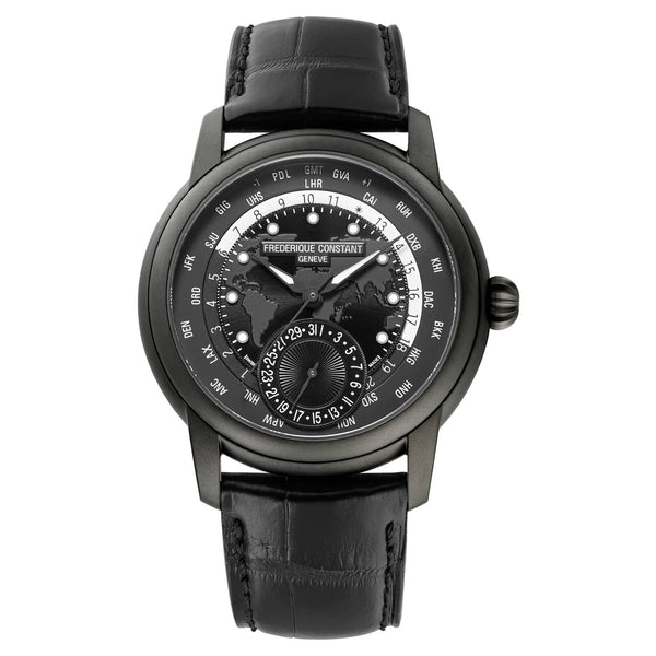 Frederique Constant 康斯登 Manufacture 自製機芯世界時區黑色PVD腕錶 42mm FC-718BAWM4TH6
