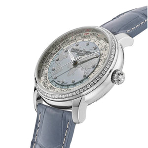 Frederique Constant 康斯登 Manufacture Classic Worldtimer 自製機芯世界時區鑲鑽錶圈腕錶 40mm FC-719LBWD3DH6 - 新萬國鐘錶