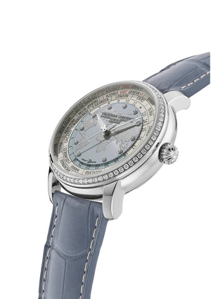 Frederique Constant 康斯登 Manufacture Classic Worldtimer 自製機芯世界時區鑲鑽錶圈腕錶 40mm FC-719LBWD3DH6 - 新萬國鐘錶