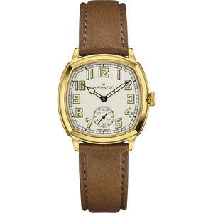 Hamilton 漢米爾頓美國經典系列 Cushion Mechanical 黃金色PVD小秒針手上鍊機芯 34mm H36139520