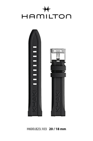 Hamilton 漢米爾頓 卡其海軍蛙人系列專用 20x18mm 原廠橡膠錶帶 (黑色) - 新萬國鐘錶