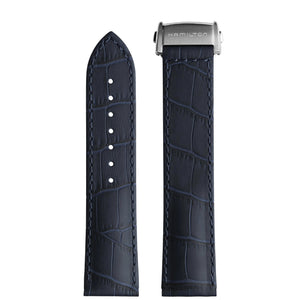 Hamilton 漢米爾頓 Jazzmaster 爵士系列 H32586641 專用 原廠藍色皮革錶帶附折疊扣 - 新萬國鐘錶