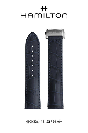Hamilton 漢米爾頓 Jazzmaster 爵士系列 H32586641 專用 原廠藍色皮革錶帶附折疊扣 - 新萬國鐘錶