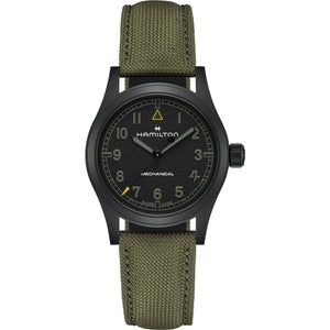 Hamilton 漢米爾頓 Khaki Field 卡其陸戰系列 《決勝時刻：現代戰爭4》黑色PVD手上鍊機械腕錶 38mm H69469930