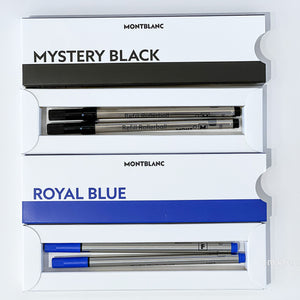 MontBlanc 萬寶龍鋼珠筆筆芯(藍) 尺寸: 細 F尖 /  鋼珠筆筆芯(黑) 尺寸: 中 M尖 一組兩盒共四支入 - 新萬國鐘錶
