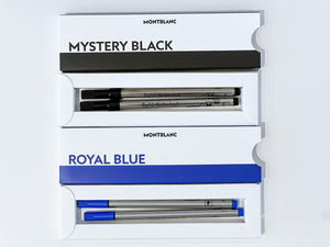 MontBlanc 萬寶龍鋼珠筆筆芯(藍) 尺寸: 細 F尖 /  鋼珠筆筆芯(黑) 尺寸: 中 M尖 一組兩盒共四支入