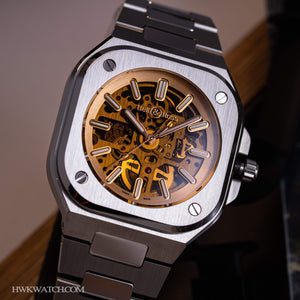 Bell & Ross 柏萊士 BR-05 SKELETON GOLDEN 鏤空金色透明錶盤機械腕錶 40mm BR05A-CH-SKST/SST