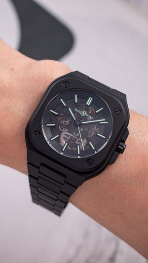 Bell & Ross 柏萊士 BR-05 SKELETON BLACK LUM CERAMIC 黑色陶瓷夜光鏤空腕錶 41mm BR05A-BLM-SKCE/SCE