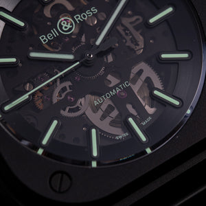 Bell & Ross 柏萊士 BR-05 SKELETON BLACK LUM CERAMIC 黑色陶瓷夜光鏤空腕錶 41mm BR05A-BLM-SKCE/SCE