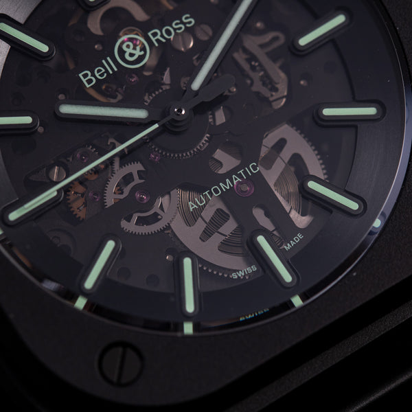 Bell & Ross 柏萊士 BR 05 SKELETON BLACK LUM CERAMIC 黑色陶瓷夜光鏤空腕錶 41mm