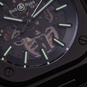 Bell & Ross 柏萊士 BR-05 SKELETON BLACK LUM CERAMIC 黑色陶瓷夜光鏤空腕錶 41mm BR05A-BLM-SKCE/SCE