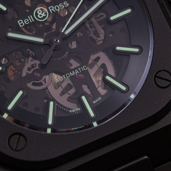 Bell & Ross 柏萊士 BR 05 SKELETON BLACK LUM CERAMIC 黑色陶瓷夜光鏤空腕錶 41mm