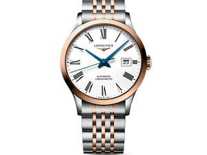 LONGINES 浪琴 Record 開創者系列不鏽鋼及18K玫瑰金天文台認證 40mm L28215117