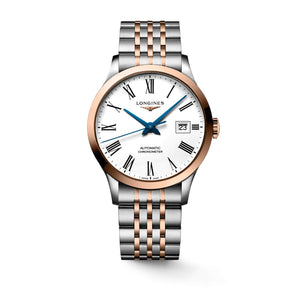 LONGINES 浪琴 Record 開創者系列不鏽鋼及18K玫瑰金天文台認證 40mm L28215117