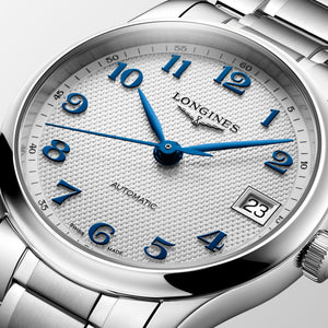 LONGINES 浪琴 MASTER 巨擘系列藍鋼針自動機械女錶 34mm L2.450.4.73.6 - 新萬國鐘錶
