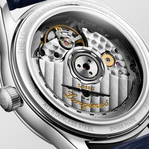 LONGINES 浪琴 MASTER 巨擘系列珍珠母貝真鑽藍鋼針自動機械女錶 34mm L2.450.4.87.2