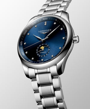 LONGINES 浪琴 MASTER 巨擘系列月相真鑽機械腕錶 42mm L29194976 - 新萬國鐘錶