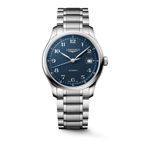 LONGINES 浪琴 MASTER 巨擘系列藍色麥粒紋自動機械腕錶 39mm L2.949.4.93.6
