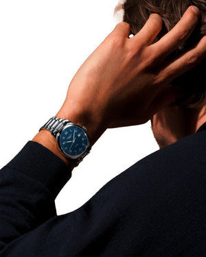 LONGINES 浪琴 MASTER 巨擘系列藍色麥粒紋自動機械腕錶 39mm L2.949.4.93.6