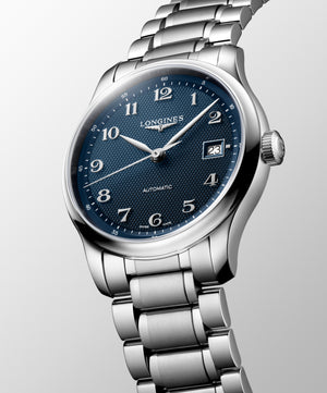 LONGINES 浪琴 MASTER 巨擘系列藍色麥粒紋自動機械腕錶 39mm L2.949.4.93.6