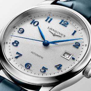 LONGINES 浪琴 MASTER 巨擘系列銀色麥粒紋藍鋼針自動機械腕錶 41mm L2.950.4.73.2 - 新萬國鐘錶