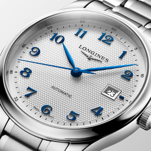 LONGINES 浪琴 MASTER 巨擘系列銀色麥粒紋藍鋼針自動機械腕錶 41mm L2.950.4.73.6 - 新萬國鐘錶