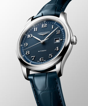 LONGINES 浪琴 MASTER 巨擘系列藍色麥粒紋自動機械腕錶 41mm L2.950.4.93.2