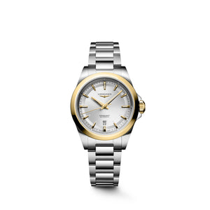 LONGINES 浪琴 Conquest 征服者系列不鏽鋼及18K黃金優雅時尚運動腕錶 30mm L33205706