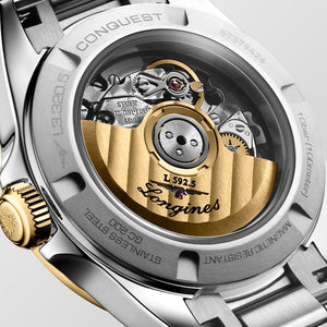 LONGINES 浪琴 Conquest 征服者系列不鏽鋼及18K黃金優雅時尚運動腕錶 30mm L33205706