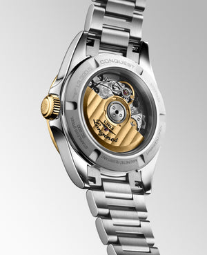 LONGINES 浪琴 Conquest 征服者系列不鏽鋼及18K黃金優雅時尚運動腕錶 30mm L33205706