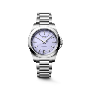 LONGINES 浪琴 Conquest 征服者系列薰衣草紫優雅時尚運動石英腕錶 34mm L34604026