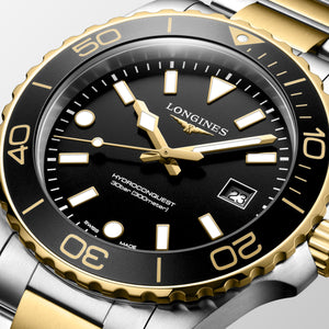LONGINES 浪琴 HydroConquest 深海征服者系列浪鬼黃金色PVD潛水300米石英錶 42mm L3.769.3.56.7 - 新萬國鐘錶