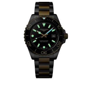 LONGINES 浪琴 HydroConquest 深海征服者系列浪鬼黃金色PVD潛水300米石英錶 42mm L3.769.3.56.7
