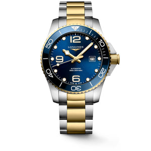 LONGINES 浪琴 HydroConquest 深海征服者系列浪鬼藍金黃色PVD塗層陶瓷潛水機械腕錶 43mm L37823967 - 新萬國鐘錶