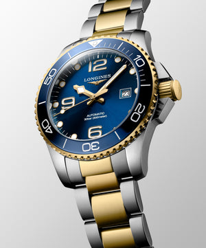LONGINES 浪琴 HydroConquest 深海征服者系列浪鬼藍金黃色PVD塗層陶瓷潛水機械腕錶 43mm L37823967 - 新萬國鐘錶