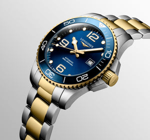 LONGINES 浪琴 HydroConquest 深海征服者系列浪鬼藍金黃色PVD塗層陶瓷潛水機械腕錶 43mm L37823967 - 新萬國鐘錶