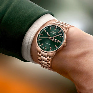 MIDO 美度 Commander 香榭系列 Datoday PVD玫瑰金星期日期顯示優雅機械腕錶 40mm M0214303309100 - 新萬國鐘錶