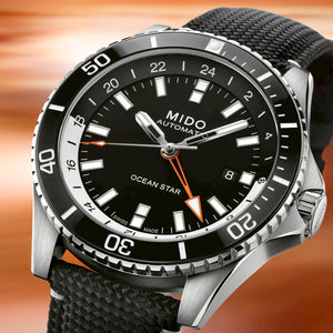 Mido 美度 Ocean Star 海洋之星 GMT 兩地時區陶瓷圈200米潛水機械錶 44mm M0266291705101