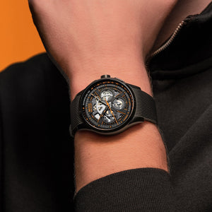 MIDO 美度 MULTIFORT 先鋒系列 Skeleton 黑色PVD鏤空計時機械腕錶 43mm M0386623705000