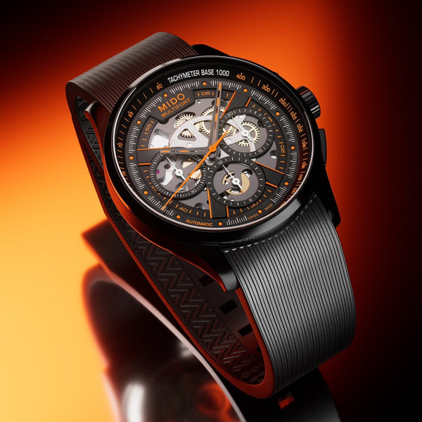 MIDO 美度 MULTIFORT 先鋒系列 Skeleton 黑色PVD鏤空計時機械腕錶 43mm M0386623705000