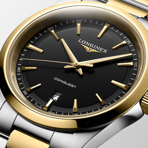 LONGINES 浪琴 Conquest 征服者系列黃金色PVD優雅時尚運動石英腕錶 41mm L3.860.3.52.7 L38603527
