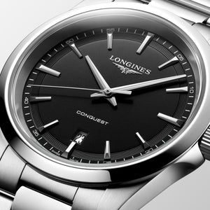 LONGINES 浪琴 Conquest 征服者系列黑面優雅時尚運動石英腕錶 41mm L3.860.4.52.6 L38604526
