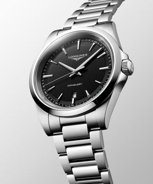 LONGINES 浪琴 Conquest 征服者系列黑面優雅時尚運動石英腕錶 41mm L3.860.4.52.6 L38604526